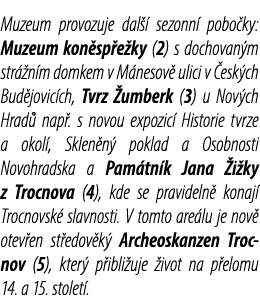 Muzeum provozuje dal  sezonn  pobo ky: Muzeum kon sp e ky (2) s dochovan m str  n m domkem v M nesov  ulici v  esk c...