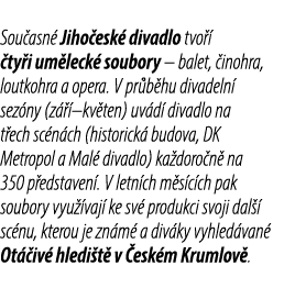 Sou asn Jiho esk  divadlo tvo    ty i um leck  soubory – balet,  inohra, loutkohra a opera. V pr b hu divadeln  sez ...